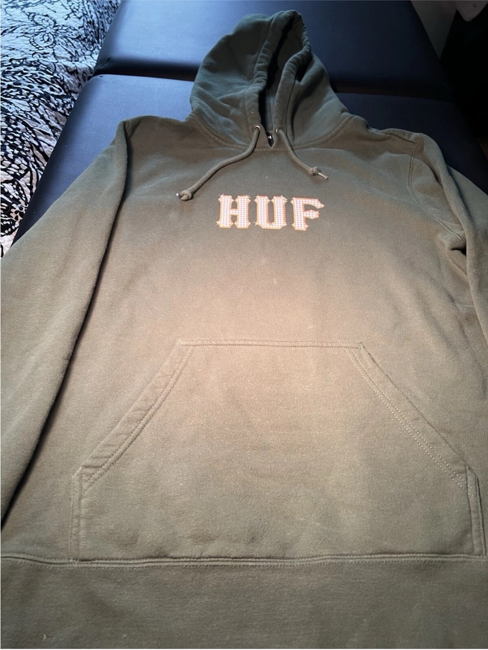 HUF Olive Green Logo Hoodie Size Large Chest 44” Streetwear Unisex